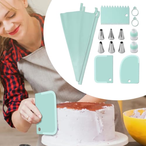 Gevrkjenp Reusable Pastry Bags, Cake Decorating Supplies, 15-Piece Icing and Piping Tip Set - Durable Cake Decorating Frosting Piping Kit for Decorati