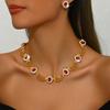 Vintage court style gold-plated alloy short necklace & earrings set for women