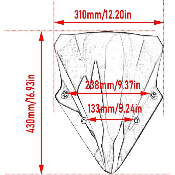 Für Kawasaki Ninja 650 Windschutzscheibe Doppelblasen-Windschutzscheibe Windabweiser für Kawasaki Ninja 650 EX650 ER6F 2017-2019(Transparent)