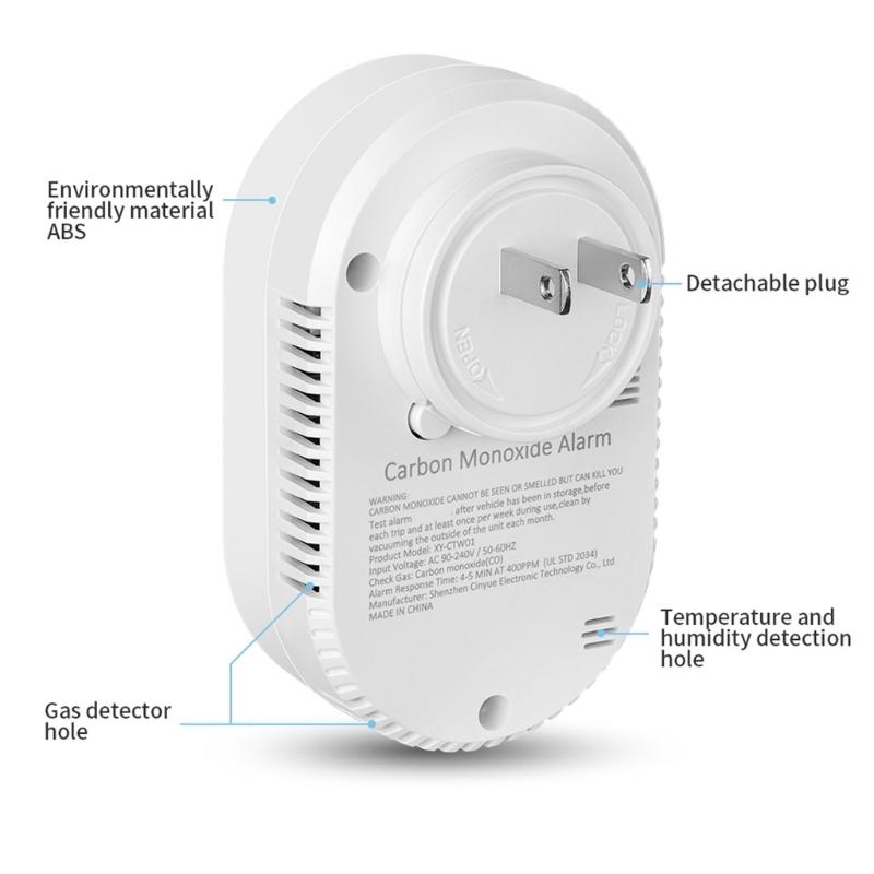 High Sensitivity Carbon Monoxide Alarm Integrated Temperature Moisture Sensors And 85dB Alerts System for Home Office