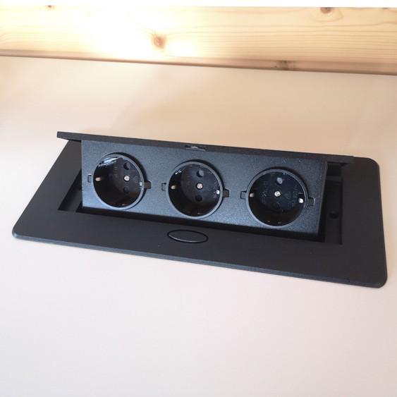 European Standard Silver Pop-Up Power Socket with 1.8m Cord for Meeting Tables