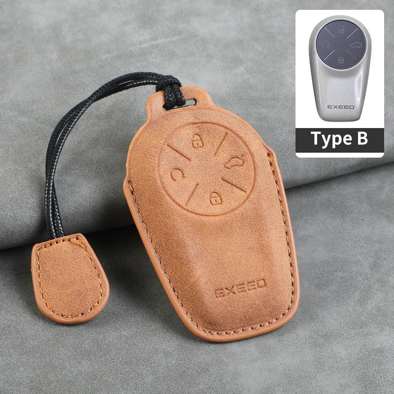 

Кожаный чехол-накладка для ключа автомобиля, брелок, длинный стиль для Chery EXEED LX TXL AtlantiX ET ES VX, держатель для ключа автомобиля, брелок