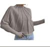 2024 Women's Half-high Collar Knit Pullover Sweater with Batwing Sleeves - Solid Color Versatile Outerwear for Europe and America.