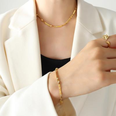 Style Creative Design Niche Personality Trend Splicing Blade Chain Necklace Bracelet Titanium Steel Jewelry Set