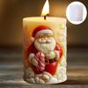 Bougie Cylindre Relief Père Noël Moule en Silicone Père Noël Main tenant canne bonbon Moule Bougie Cadeau de Noël Moules Résine Plâtre