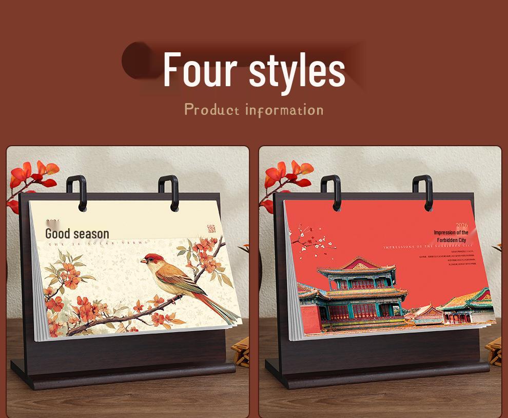 Customizable Solid Wood Desk Calendar 2026 - Office Desktop Ornament