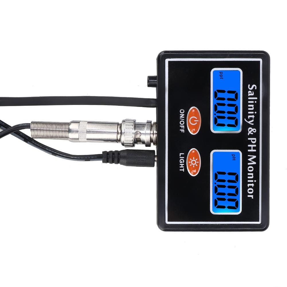 2in 1 Online PH and Salinity Monitor PH Meter Salinity Tester for Aquarium Pool Water Quality Tester