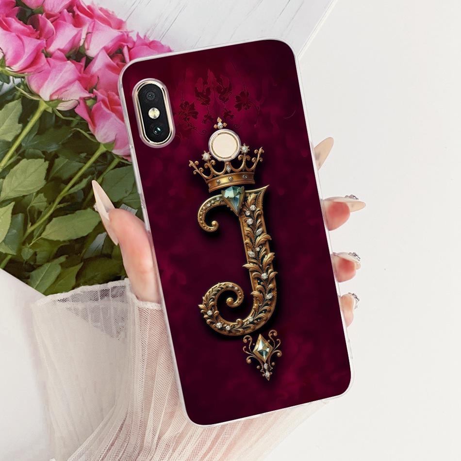 For Xiaomi Redmi Note 6 Pro Royal Crown Initial Letter Couple Phone Case For Redmi Note6 Soft Silicone TPU Covers Bumpers