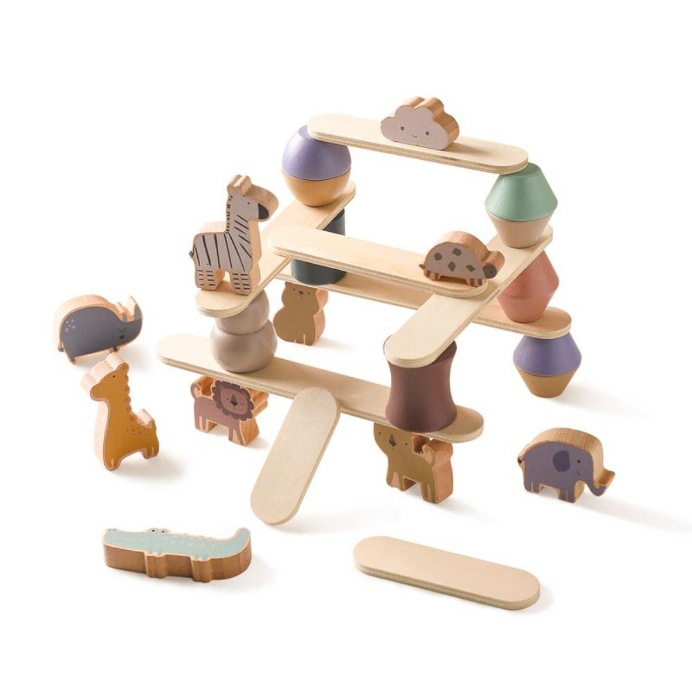 Simulation Wooden Animals Blocks Set Montessori Animal Shape Stacking Toys  Birthday Party Decor