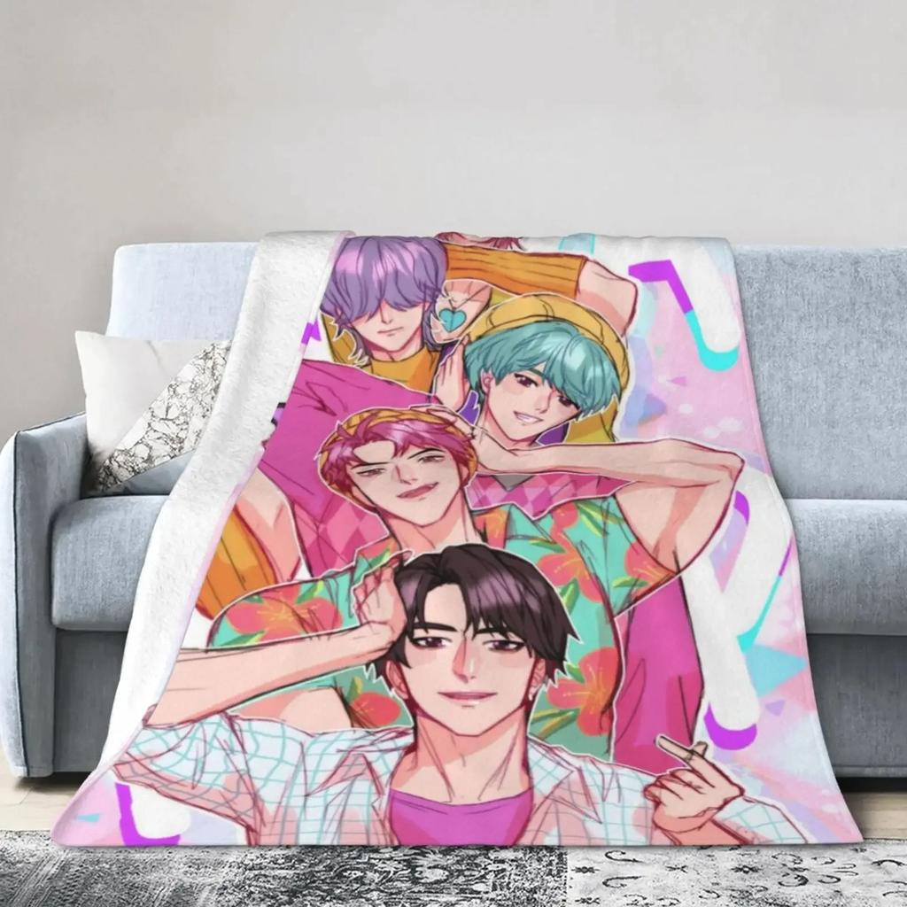 Cute Kpop Demon Hunter Warm And Soft Sofa Blanket Flannel Nap Blanket Living Room Office Bedroom Cartoon Sofa Travel