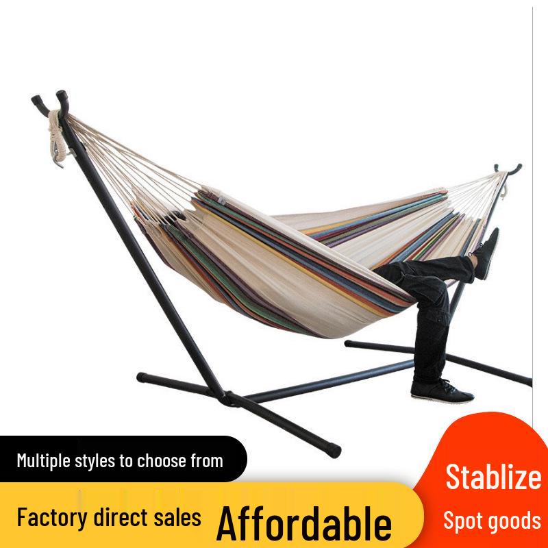 Anti-Rollover Canvas Hanging Hammock Chair for Outdoor Camping
