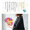 Stylish Folding Fan with Pouch and Handkerchief Large Chrysanthemum Design [Osaka Choseido] Women's Set, (Black)
