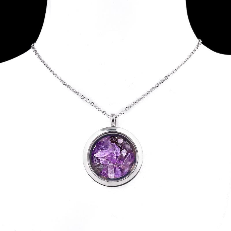 

1pc Fashion Gravel Wishing Bottle Pendant Necklace for Women Jewelry Glass Round Pendant Necklace Jewelry Gifts аметист
