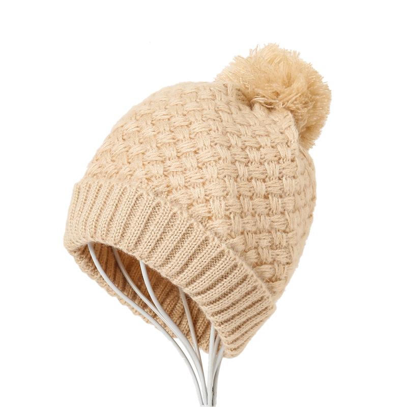 Winter Velvet Corn Hat Cute Wool Ball Solid Color Knitted Hat Warm Toe Cap Women'S Wool Hat Versatile