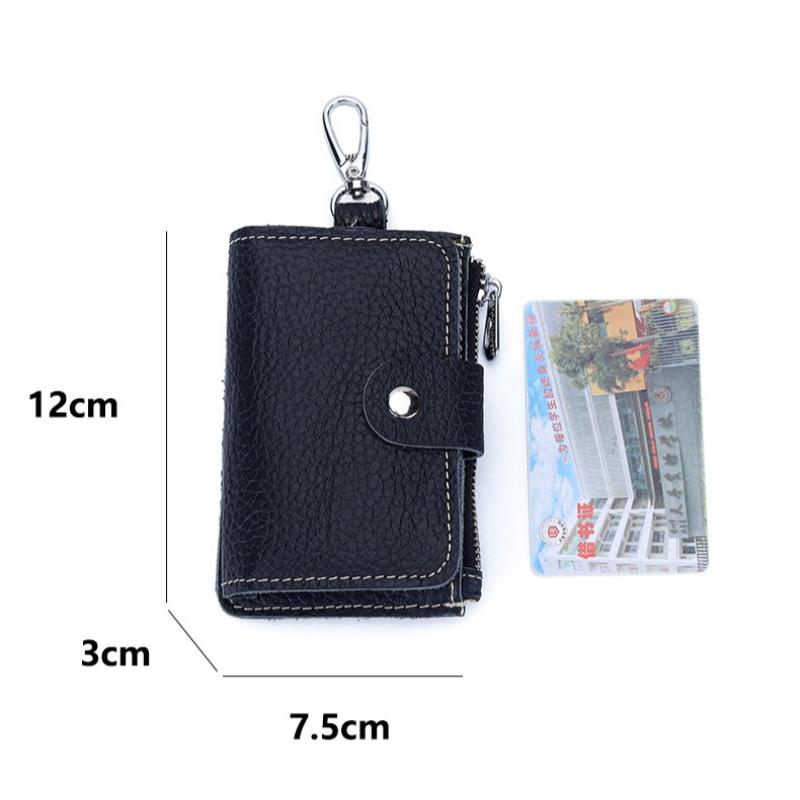 Key Case Soft Leather Waist Hang Key Holder with 6 Keyrings Keys Organizer for Men Women Daily/Travel Use