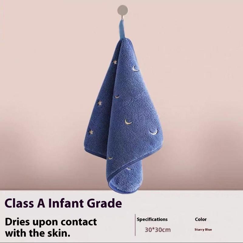 30X30Cm Cartoon Small Embroidery Pure Cotton Household Soft Non-Linting Bathroom Adult Face Hand Towel