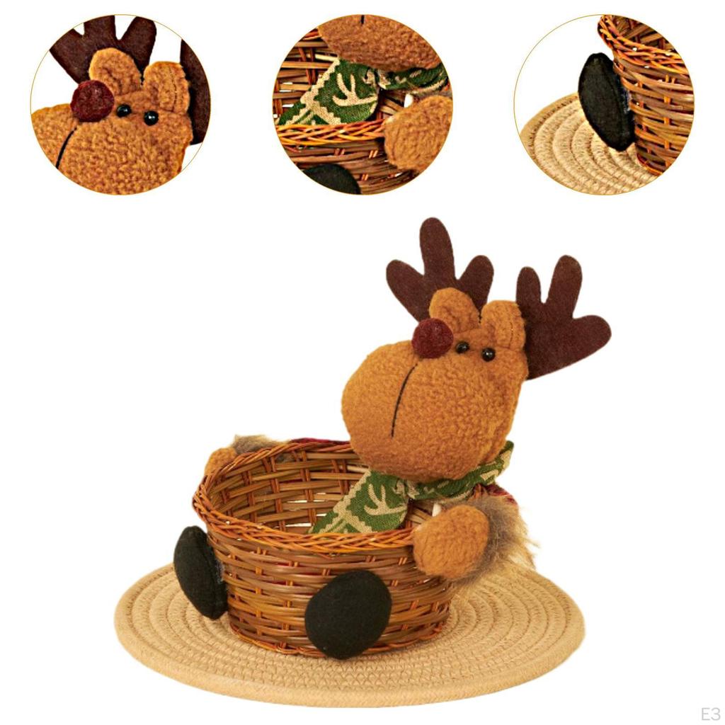 Christmas Basket Candies Cookies Holder Food Bread Portable Party Decor Snack Tray Table