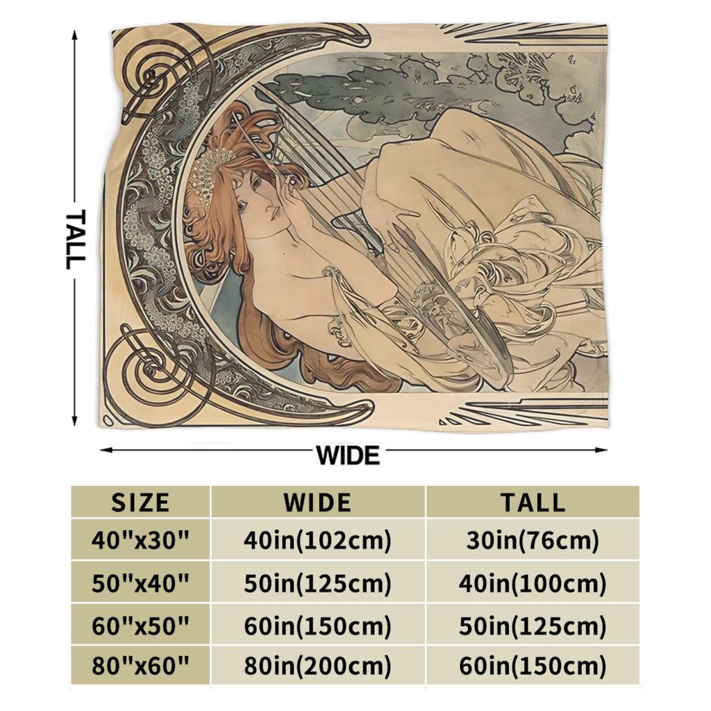 Language of Flowers Alphonse Mucha Plush Blanket Students Flannel Throw Blanket For Outdoor Soft Custom DIY Quality Bedspread