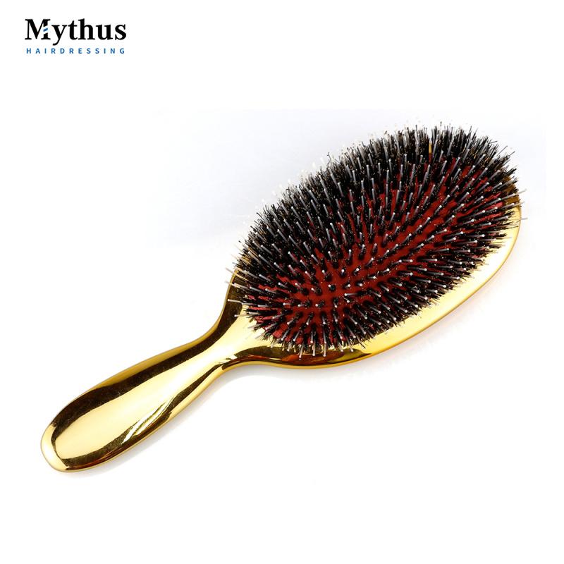 

Mythus Щетина кабана, щетка для салона, парикмахерская, овальная расческа для волос, массажная щетка для волос, щетина для волос золотой