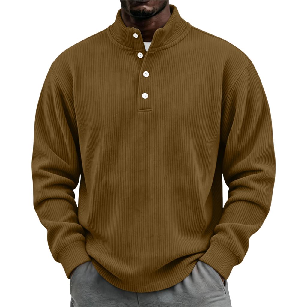 Men's Vintage Corduroy Casual Shirt with Stand Collar