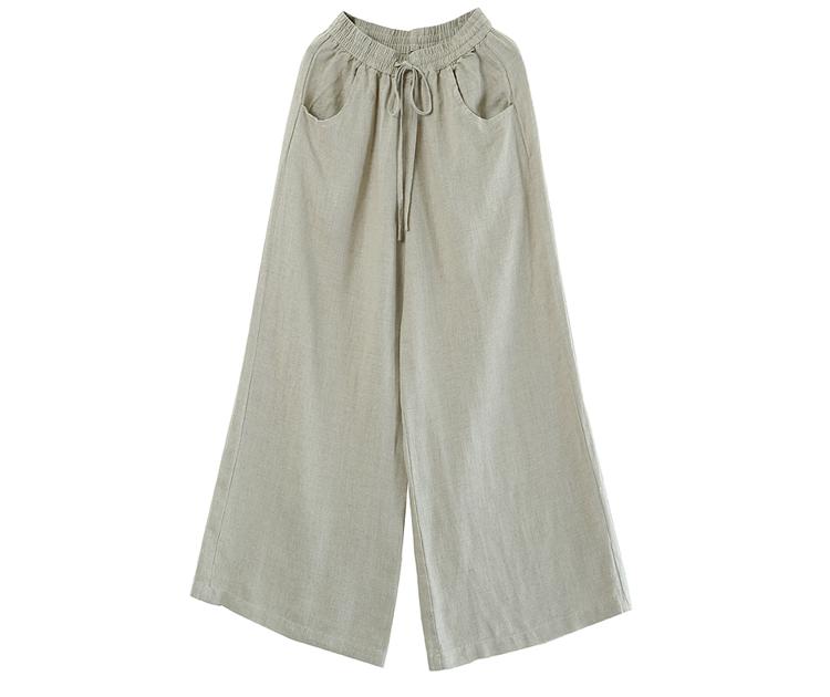 2026 Spring/Summer Women's High Waist Cotton Linen Wide Leg Floor-Length Pants