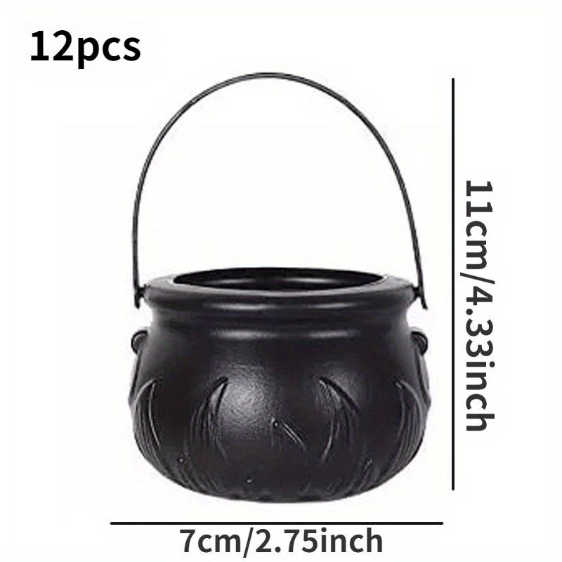 3/6pcs Halloween Witch Candy Bowl Mini Black Plastic Witches Cauldron Pumpkin Treat Bucket Candy Basket for Halloween Table Deco