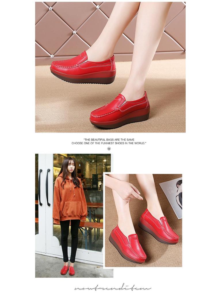 Korean Style Wedge Heel Platform Slip-on Shoes for Women