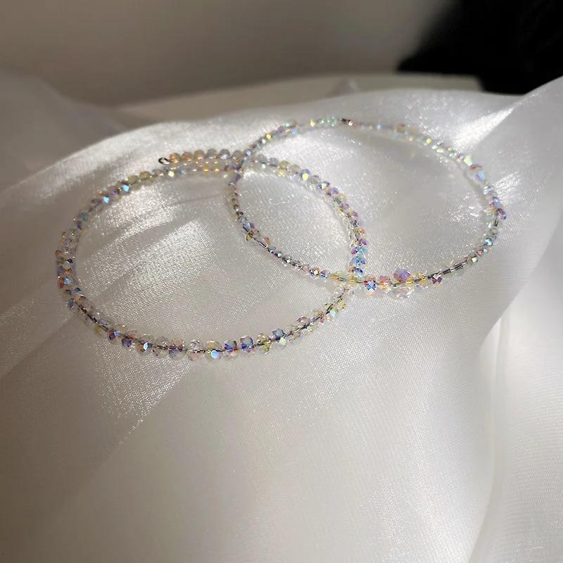 Glänzendes buntes Kristallarmband, elastischer, dehnbarer Armreif, süßer Schmuck