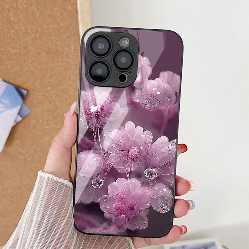 Rose Flower Phone Case For iPhone 16 Pro Case iPhone 17 15 13 11 12 14 Pro Max 7 8 Plus 16E 17 Air XR SE Tempered Glass Cover