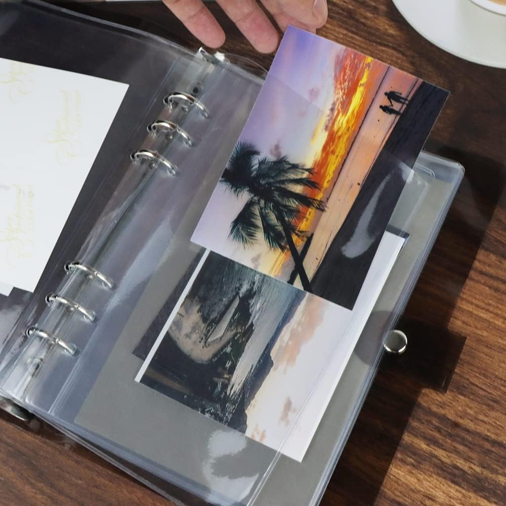 Mogoostry A5 Clear Sheet Protectors 12 Pack 4.9 x 8 Inch Plastic Sleeves Top Open Paper Protector for 6 Ring Binders, Acid-Free, Archival Safe