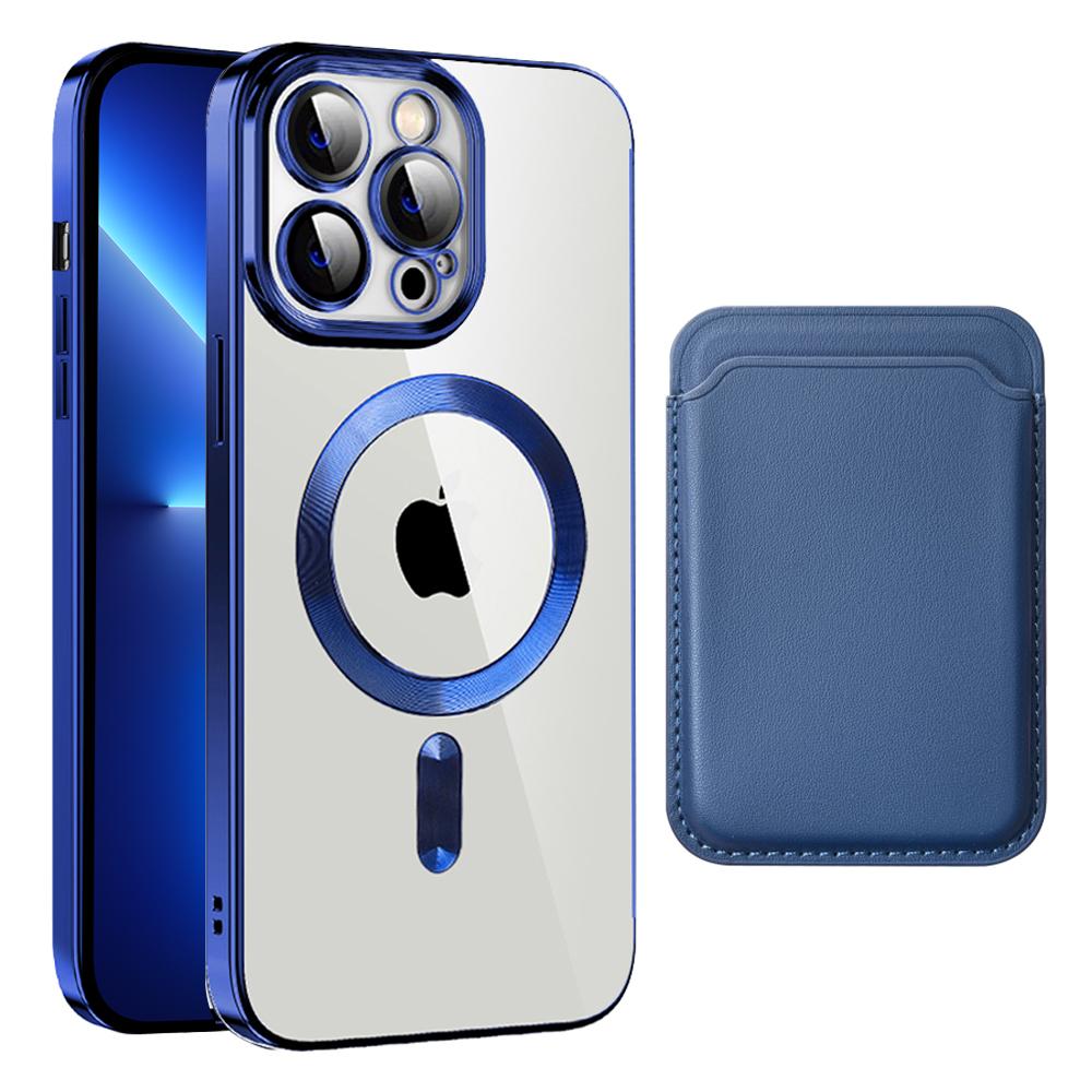 

CD Texture Phone Cover for iPhone 13 Pro 6.1 inch TPU+PC Case Compatible with MagSafe with Card Bag Sapphire