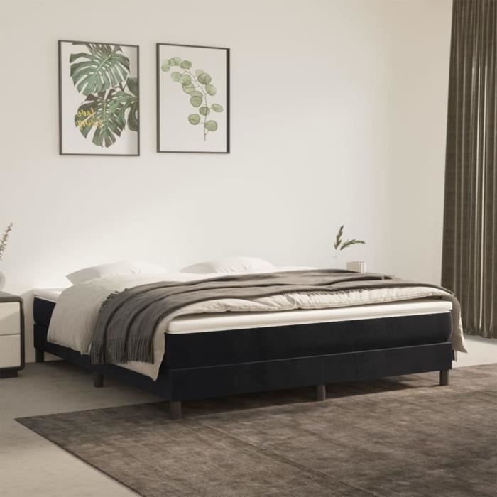 VidaXL Lit à sommier tapissier et matelas Noir 160x200 cm Velours 3144341