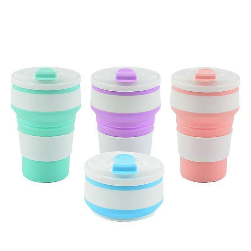 1pcs Collapsible Coffee Cups For Travel ,350ml Reusable Silicone,purple