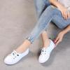 Women's White Genuine Leather Flats - 2023 Korean Style. Versatile, Trendy, Plus Size Casual Shoes for Spring/Summer.