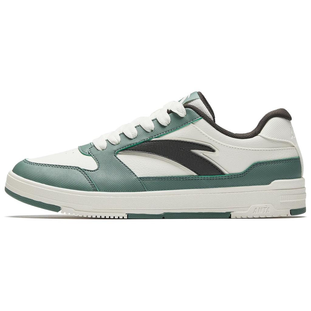 Anta Street Fun Sports Casual Height Increasing Wear Resistant Lightweight Non Slip Low Top Skate Shoes Men Skate Shoes White Green 912518007-4