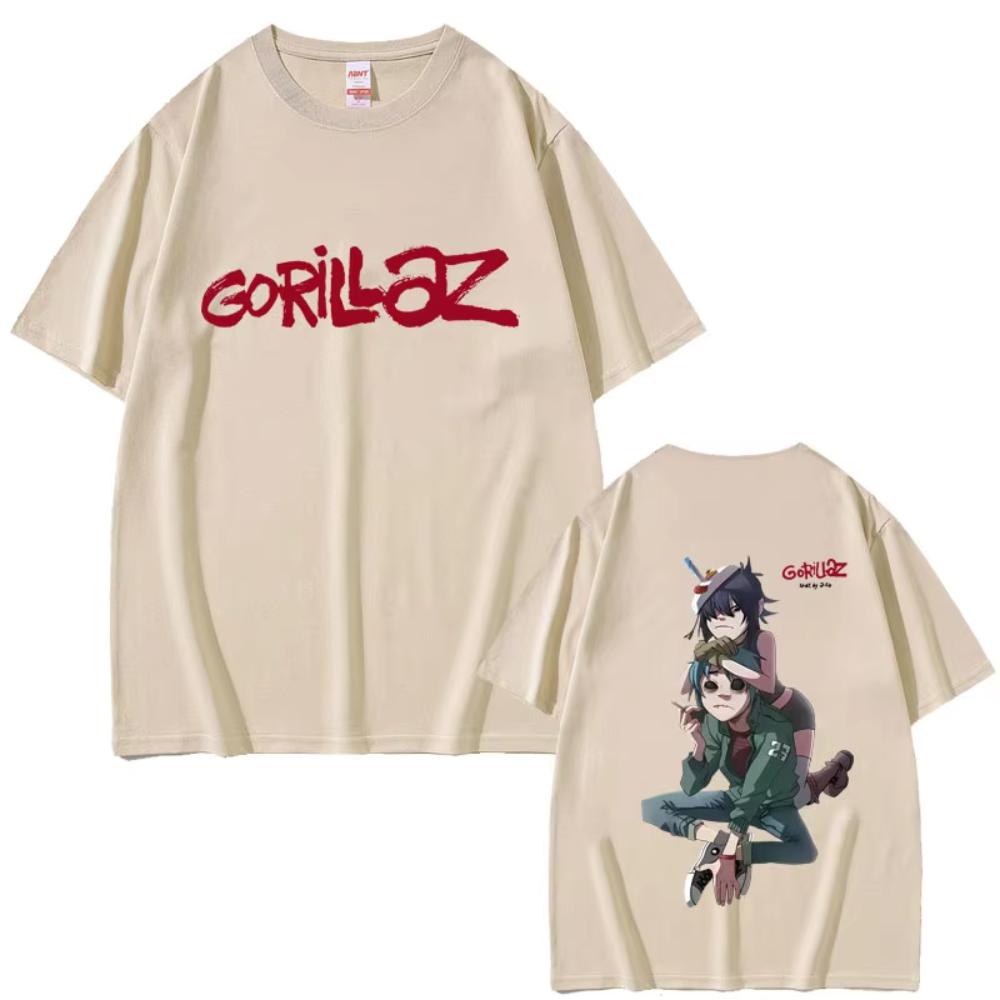 Rock Band Gorillaz T-shirt Female Casual Soft Cotton Crewneck T Shirt Top Men Women Hip Hop Fashion Vintage Oversized Streetwear