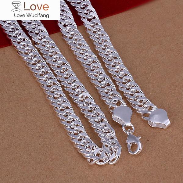 Pure 925 Silver Necklaces For Men 10mm Chain Necklace Collier 20inch Choker Fashion Male Jewelry Accessories Gifts Bijoux