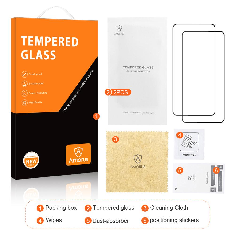 AMORUS 2Pcs For Xiaomi Redmi Note 13 Pro 4G/Poco M6 Pro 4G Full Screen Protector Silk Printing HD Clear Film