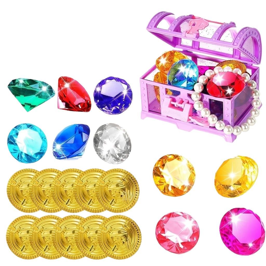 Children's Diving Toy Summer Glowing Mermaid Treasure Chest Swimming Pool Underwater Treasure  Game Set