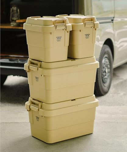 GORDON MILLER 50L Stackable Trunk Cargo Storage Box Organizer, Dark Gray, with Lid, Outdoor Seating, Large Capacity, 1664702