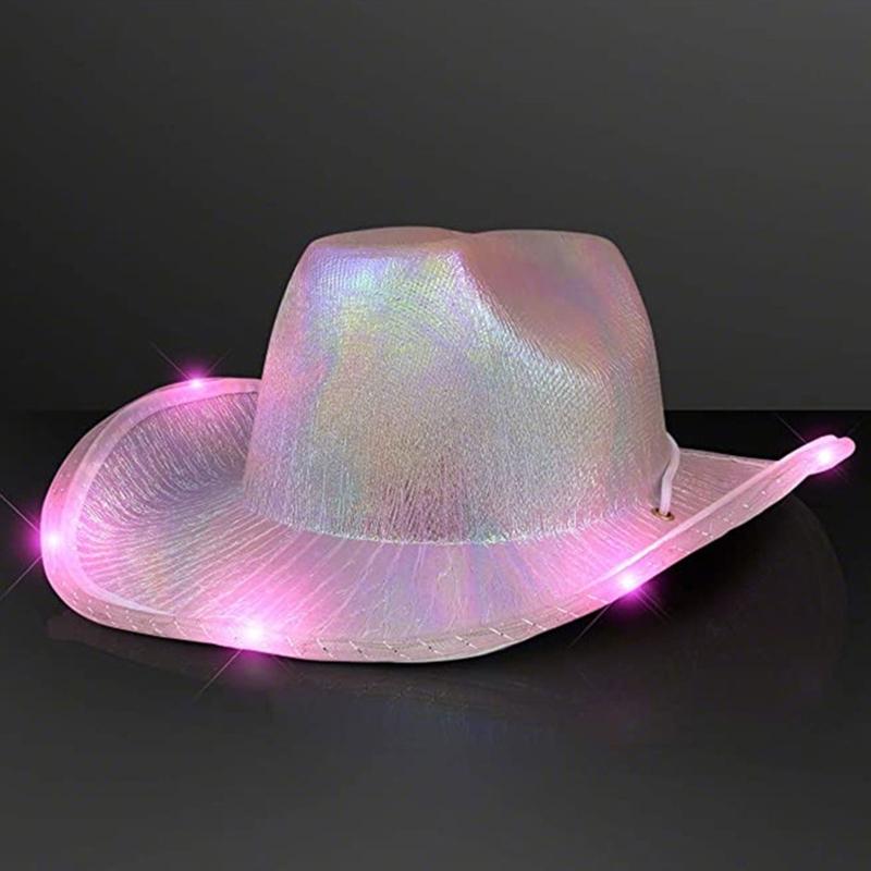 Cowgirl Hats Led Women Bachelorette Party Birthday Party Hats For Adults Cowgirl Holographic Party Disco Dress Up
