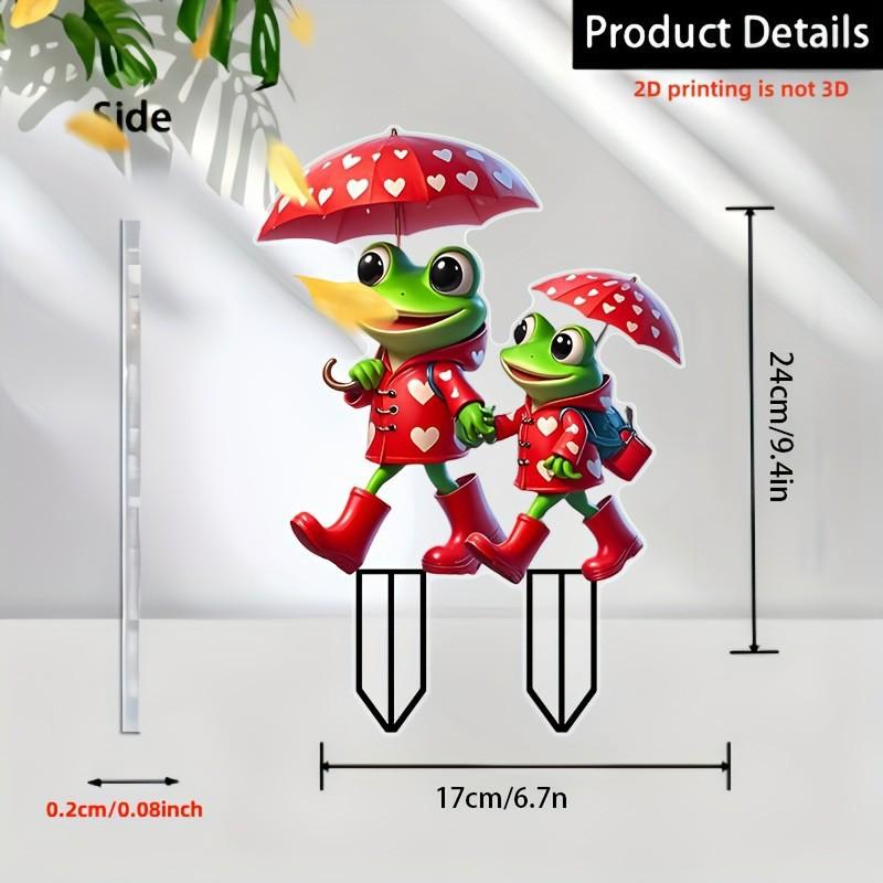 2D Flat, Smiling Frog Is Suitable for Courtyard, Lawn and Gardening/outdoor Accessories/garden Decoration Floor Inserts, Indoor Potted Plants,