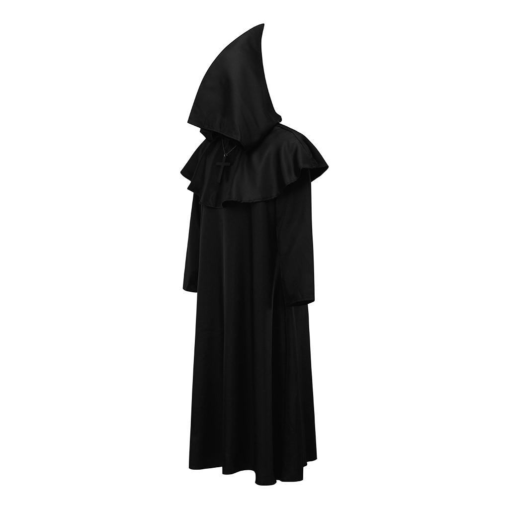 Kadın erkek Vintage Gotik Kapşonlu Bandaj Pelerin Pelerin Cosplay Setleri Punk Dış Giyim