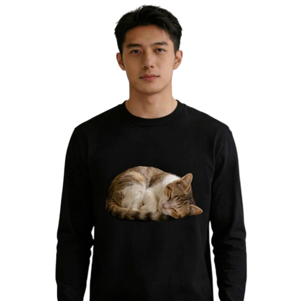 100% Хлопок Футболка Повседневная с Коротким Рукавом Женская Футболка Унисекс Однотонная с Принтом Кошки Средней Длины Свободный Топ 3XL чёрный