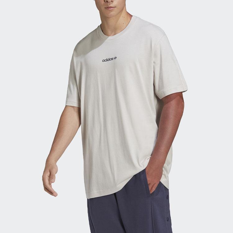 Adidas Originals Clover Logo Print Crew Neck Short Sleeve T-Shirt Men Tops White HN0385