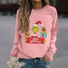 Women's Fashion Casual Long Sleeve Solid Color Christmas Printed Round Neck Top Sweatshirt
