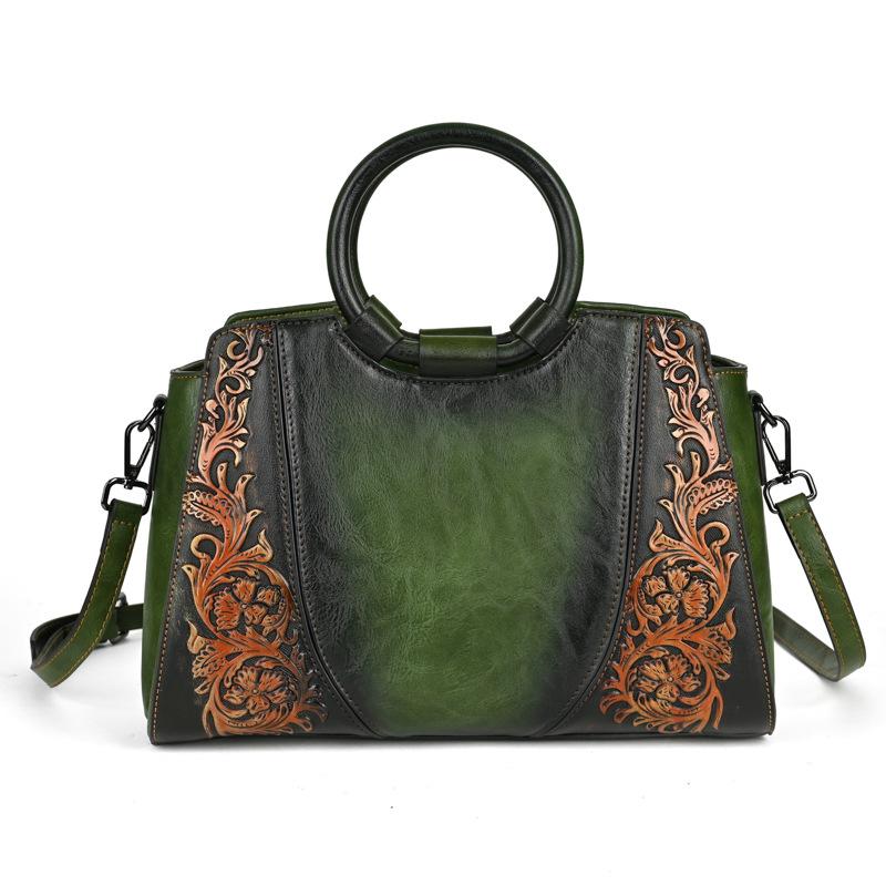 Floral Women Tote Bag Vintage Ladies Leather Handbag  New Fashion Female Shoulder Or Crossbody Bags