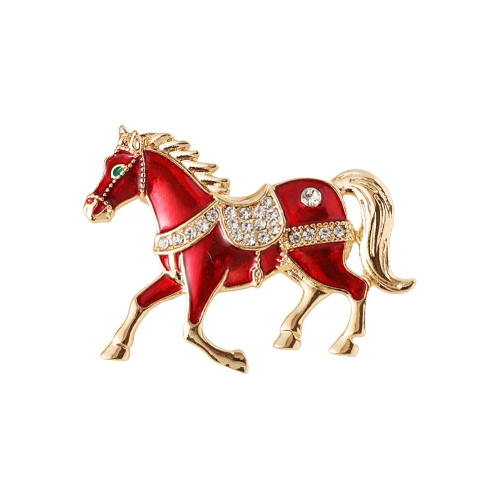 Vintage Running Horse Brooch Red/Blue/Gold/Silver Traditional Zodiac Animal Badge Tang Dynasty Enamel Animal Lapel Pin