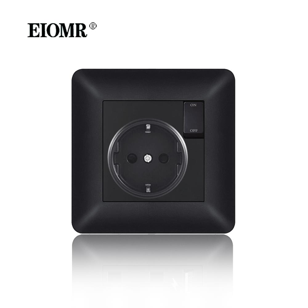 EIOMR EU Outlet with Usb Type-c Charging Port Black Curved Flame Retardant PC Panel 86mm Single Socket and 146mm Double Socket