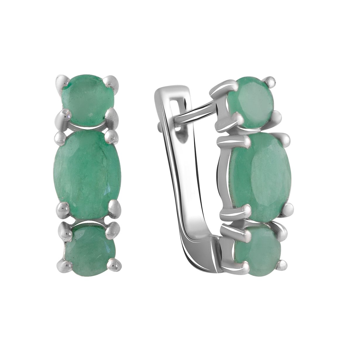 

Silver earrings with natural emerald 4.55ct (1663851) смарагдовий
